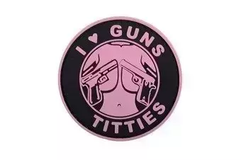 3D Badge - I Love Guns Titties - Pink