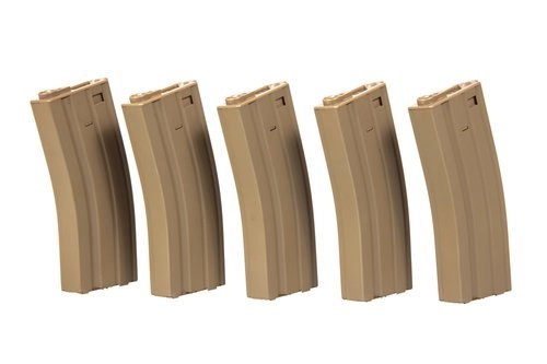 5pcs set - 30ord hi-cap magazine for M4/M16 - tan