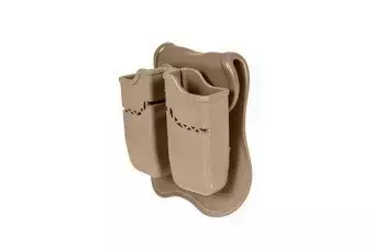 Pochette double pour chargeurs pistolet owe type Beretta - Tan