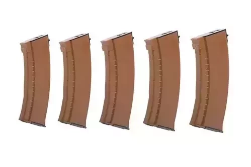 Pack de 5 chargeurs Mid-Cap 120 billes pour répliques de type AK74 - Marron