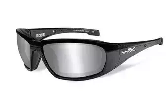 Wiley X® BOSS Grey Silver Flash Gloss Black Frame Glasses