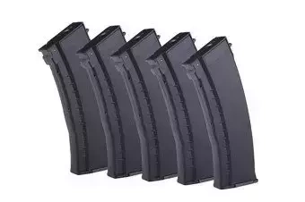 Zestaw 5 magazynków mid-cap 120 kulek do replik typu AK74 - czarny